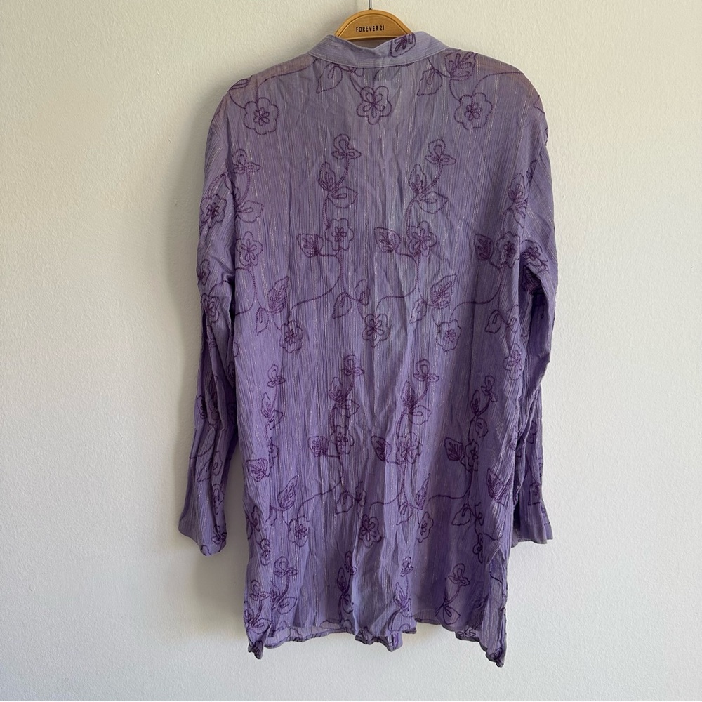 Vintage Susan Blouse Top Fairy Whimsigoth Embroidered Lilac Purple Long Floral - Picture 8 of 8